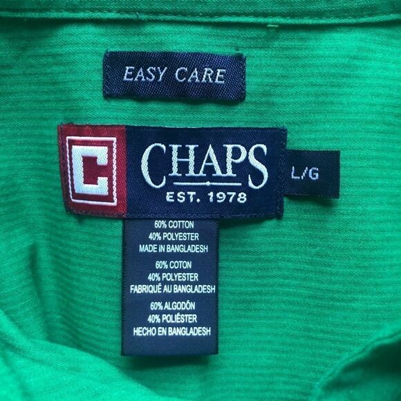 CHAPS DRESS SHIRT, Green XL - Picture 3 of 4